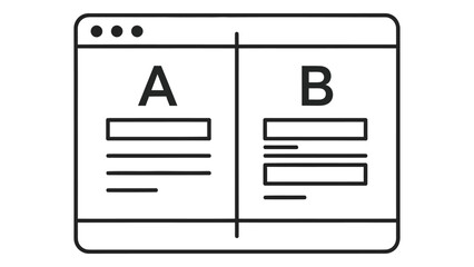 A split screen showing an a b test interface with text fields and lines © MDMEHEDI