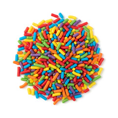 Fototapeta premium Colorful candy sprinkles isolated on white background, food decoration