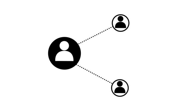 Simple black silhouette of a person within a circular frame on white