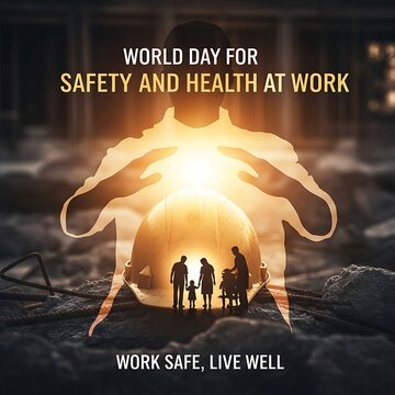 World day for safety and health at work with silhouetted workers