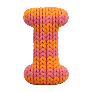 PNG Colorful knitted letter I
