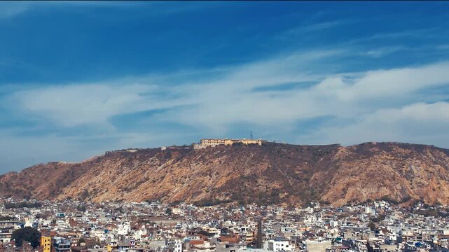 Nahargarh Fort in Jaipur on Aravalli hills showing historic architecture, landscape view, and Rajasthan tourism landmark in India.