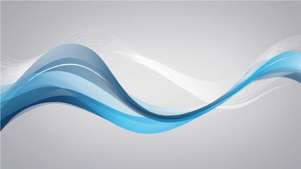 Fototapeta premium Abstract swirling lines ripple across a subtle gray backdrop, evoking a sense of fluid movement and modern design. The curves of blue and white blend.