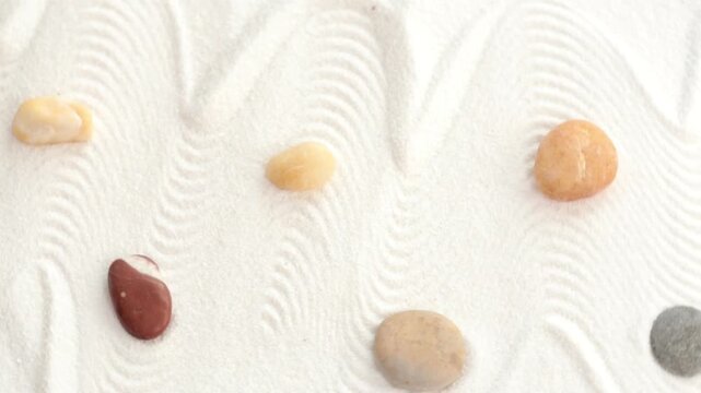 White sand and the stones in zen garden