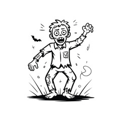 Obraz premium Cartoon zombie character with a spooky atmosphere for Halloween