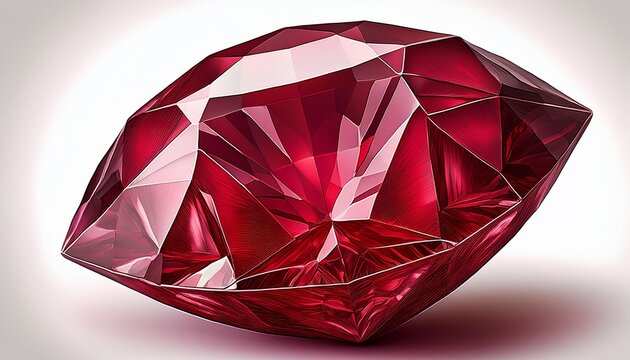 a vividly colored realistically rendered multifaceted ruby gemstone with a deep crimson hue and brilliant internal reflections presented in a circular shape isolated on white background