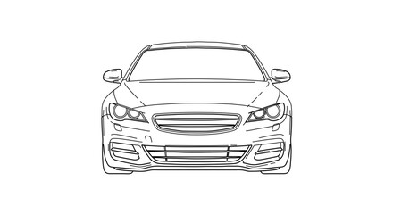 Obraz premium A minimalist line art illustration of a car front view in a simple and modern design style