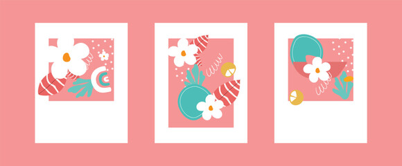 Naklejka premium Cool abstract and floral design. Seamless pattern and mask used, easy to re-size. For notebooks, planners, brochures, books, catalogs etc. Vector illustration.