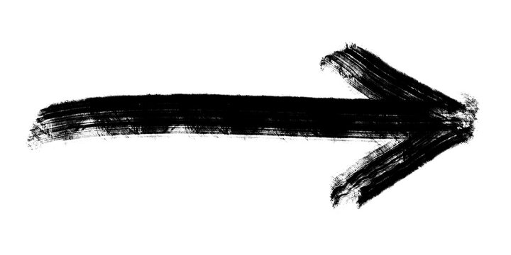 Hand painted black brushstroke arrow
