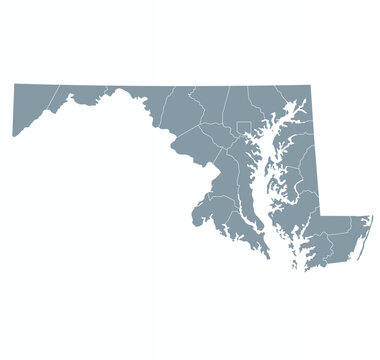 Map of Maryland state with counties borders