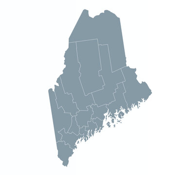 Map of Maine state with counties borders	