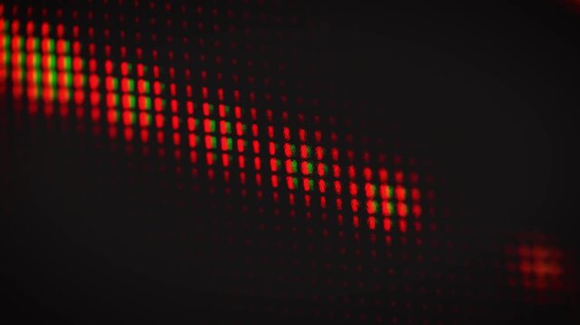 Red Pixel Glow Abstract Background Digital Pattern Light Technology Motion Loop 4K