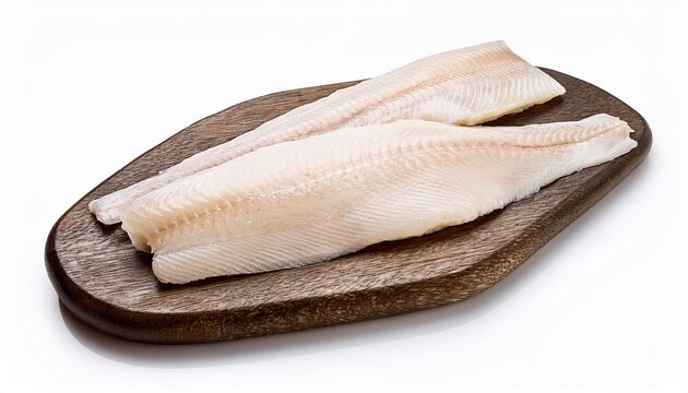 raw haddock fish fillets isolated on white background