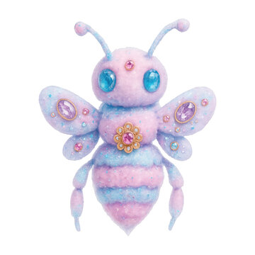 PNG Whimsical gemstone-encrusted pastel bee