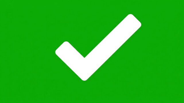 A large white checkmark on a solid green background with a white lower section.