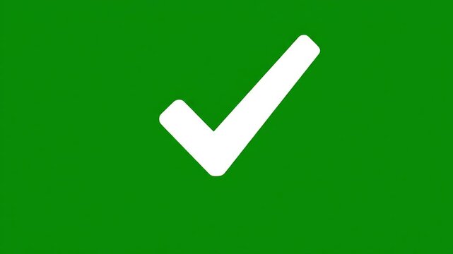 A large white checkmark on a solid green background with a white lower section.