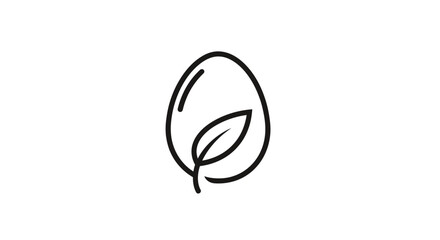 Fototapeta premium Minimalist Organic Egg Icon with Leaf Symbolizing Natural and Eco-Friendly Food Production