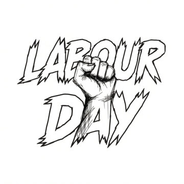 Celebratory illustration of labour day with a stylized figure and text Vector, illustration
