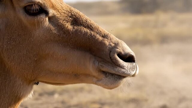 Saiga Antelope Uses Its Bulbous Nose in Dusty Steppe