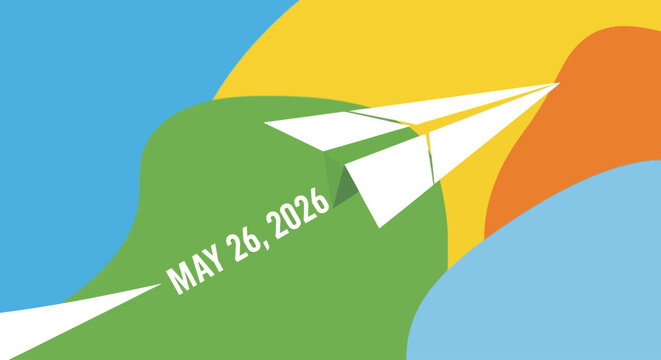 3d calendar page turning on may 26 2026 isolated on background