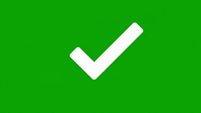 A white checkmark on a green background with a clean and simple composition.