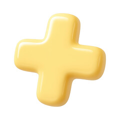 Obraz premium PNG Glossy yellow 3D plus sign