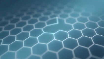 Obraz premium Abstract background with light blue glowing hexagon pattern in a tilted angle view