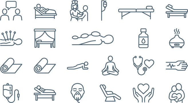 Medical icons for healthcare, wellness, and medical treatment illustrations