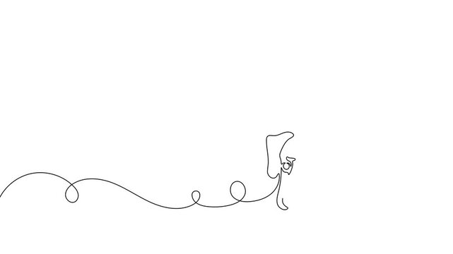 Continuous one line dog drawing art paw illustration pet heart lineart. Dog drawing one line outline print icon veterinary puppy walk footprint running head logo bulldog silhouette background vector.