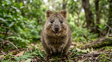 Fototapeta premium Quokka Smiling Forest Rare Cute Animal