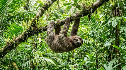 Fototapeta premium Sloth Jungle Tree Tropical Wildlife Scene
