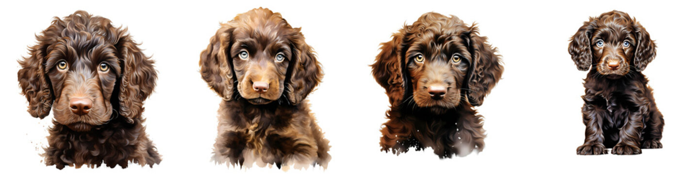 Adorable boykin spaniel puppies with their distinctive chocolate brown coats and friendly expressions