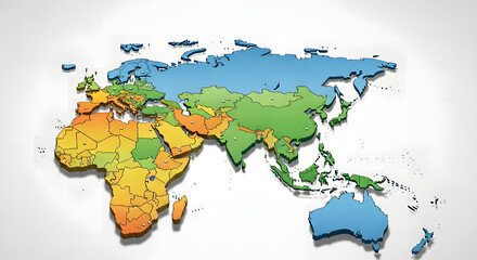 Fototapeta premium 3D Isometric World Map Illustration for Global Business and Logistics