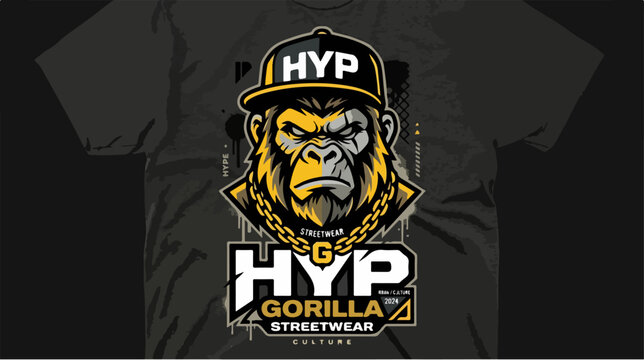 Gorilla Streetwear Logo Design - Bold Graphic for Urban Fashion.