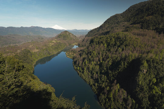 Viewpoint of Laguna el Leon and Villarrica volcano