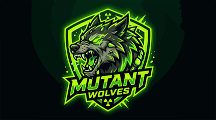 Fototapeta premium Mutant Wolves Logo - A Fierce and Glowing Wolf Emblem.