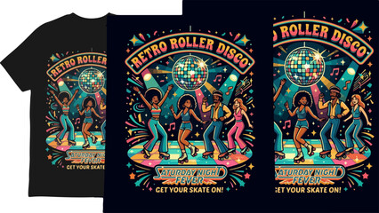 Obraz premium Retro Roller Disco T-Shirt Design - Get Your Skate On.