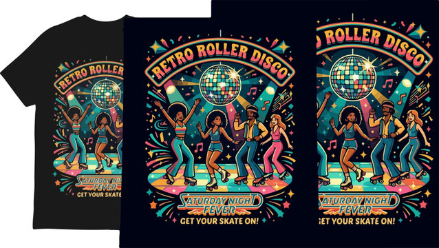 Retro Roller Disco T-Shirt Design - Get Your Skate On.