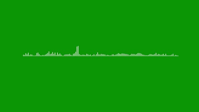Futuristic white sound line, audio visualizer spectrum, green background overlay, 4k music beat equalizer, voice signal animation, digital waveform motion, abstract recording clip.