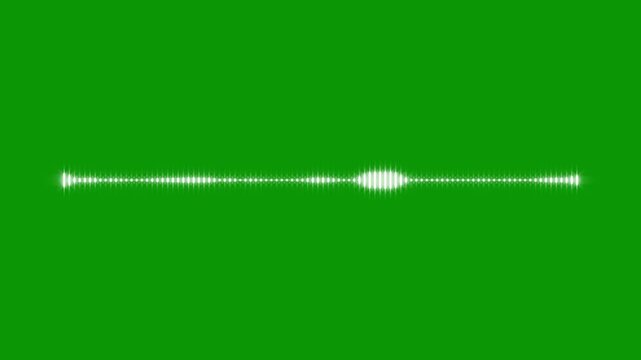 High quality audio wave, white spectrum display, chroma key green screen, 4k music visualizer, voice frequency recording, digital sound pulse, rhythmic waveform animation style.