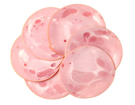 Sliced deli meat arranged in a circular pattern