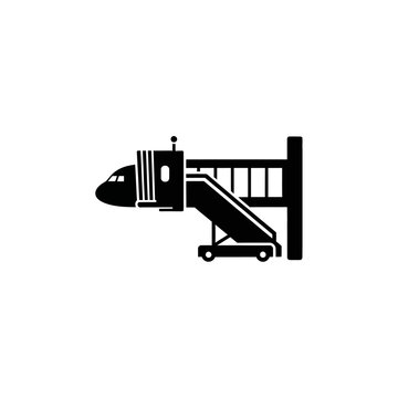 A solid boarding bridge jetway illustration representing airport transportation and passenger access to an aircraft