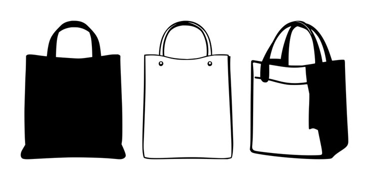 Reusable canvas grocery bag set with solid black icon on white background featuring eco friendly, reusable, canvas, grocery bag, sustainable practices with packaging and environmental