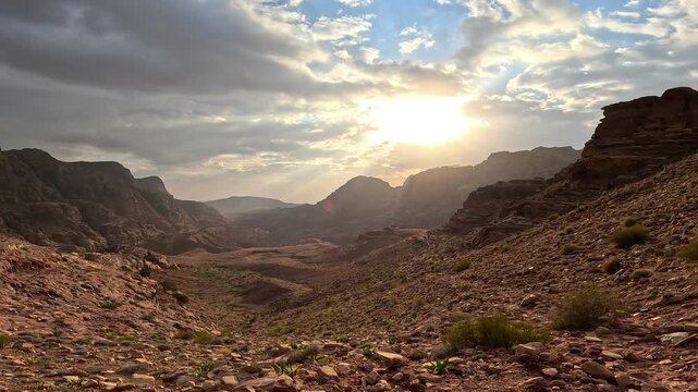 Wadi Rum Desert Jordan. The red desert and Jabal Al Qattar mountain.Where some famous movies where shot,Star Wars,Lawrence of Arabia.