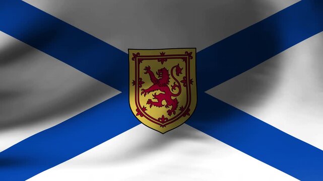 Waving Flag of Nova Scotia Canada Slow Motion Close Up
