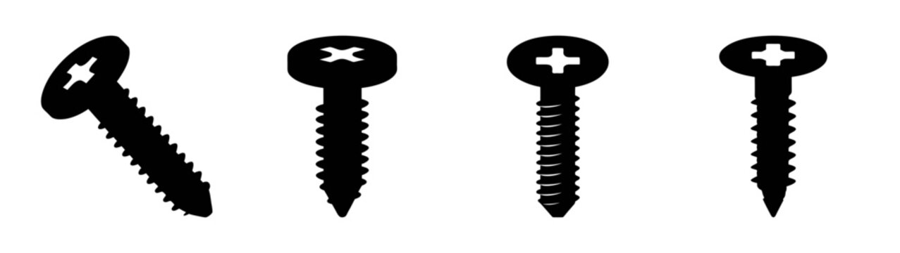 Illustration of various types of screws and fasteners for woodworking and construction projects