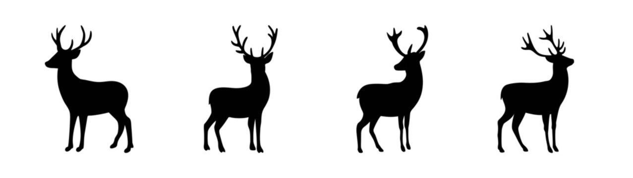 Discover black deer silhouette vector art featuring antler design for wildlife enthusiasts and artists