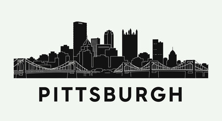 Fototapeta premium Pittsburgh skyline city silhouette with bridges and downtown towers