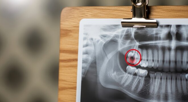 Dental X-ray Showing Wisdom Tooth Impaction.