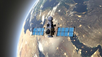 人工衛星と地球　3DCGレンダリング © tsuneomp